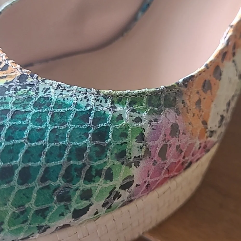 Stewart Weitzman Rainbow colored wedge sandals. Size 7.5